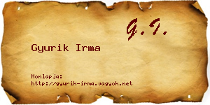 Gyurik Irma névjegykártya